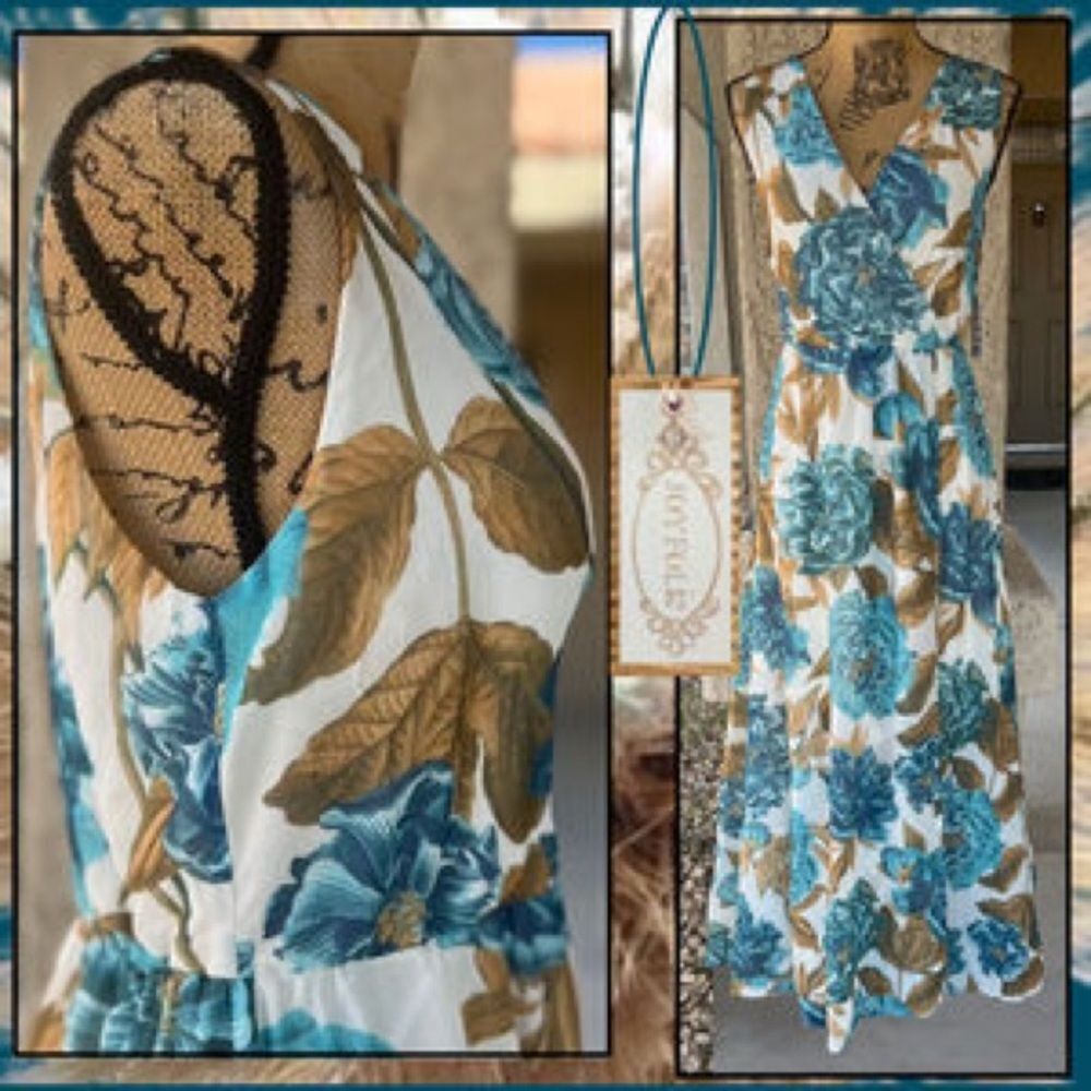 NWT Joyfolie Mia Joy Miriam Maxi Dress Teal floral Sz M